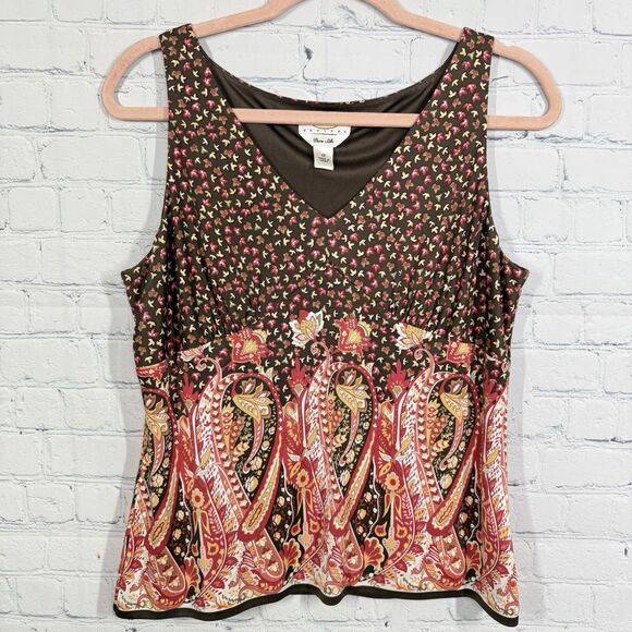 Talbots Tops - Talbots Babydoll Blouse Women Size 12 100% Silk Sleeveless Floral Boho Y2K Top